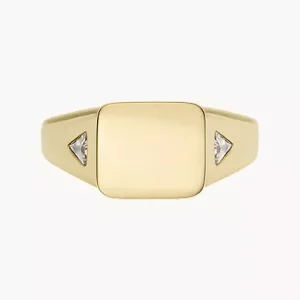 Ellis Gold-Tone Stainless Steel Signet Ring