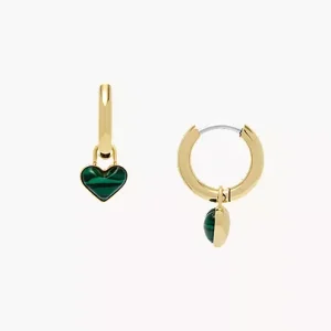 Sutton Modern Meadows Reconstituted Malachite Heart Hoop Earrings